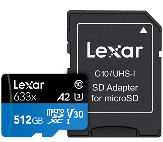 Lexar High-Performance 633x 512GB microSDXC UHS-I Card with SD Adapter (LSDMI512...